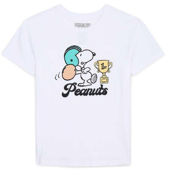 Peanuts Tops - Peanuts Women’s Snoopy Cotton Graphic Skimmer Tee with Embroidery